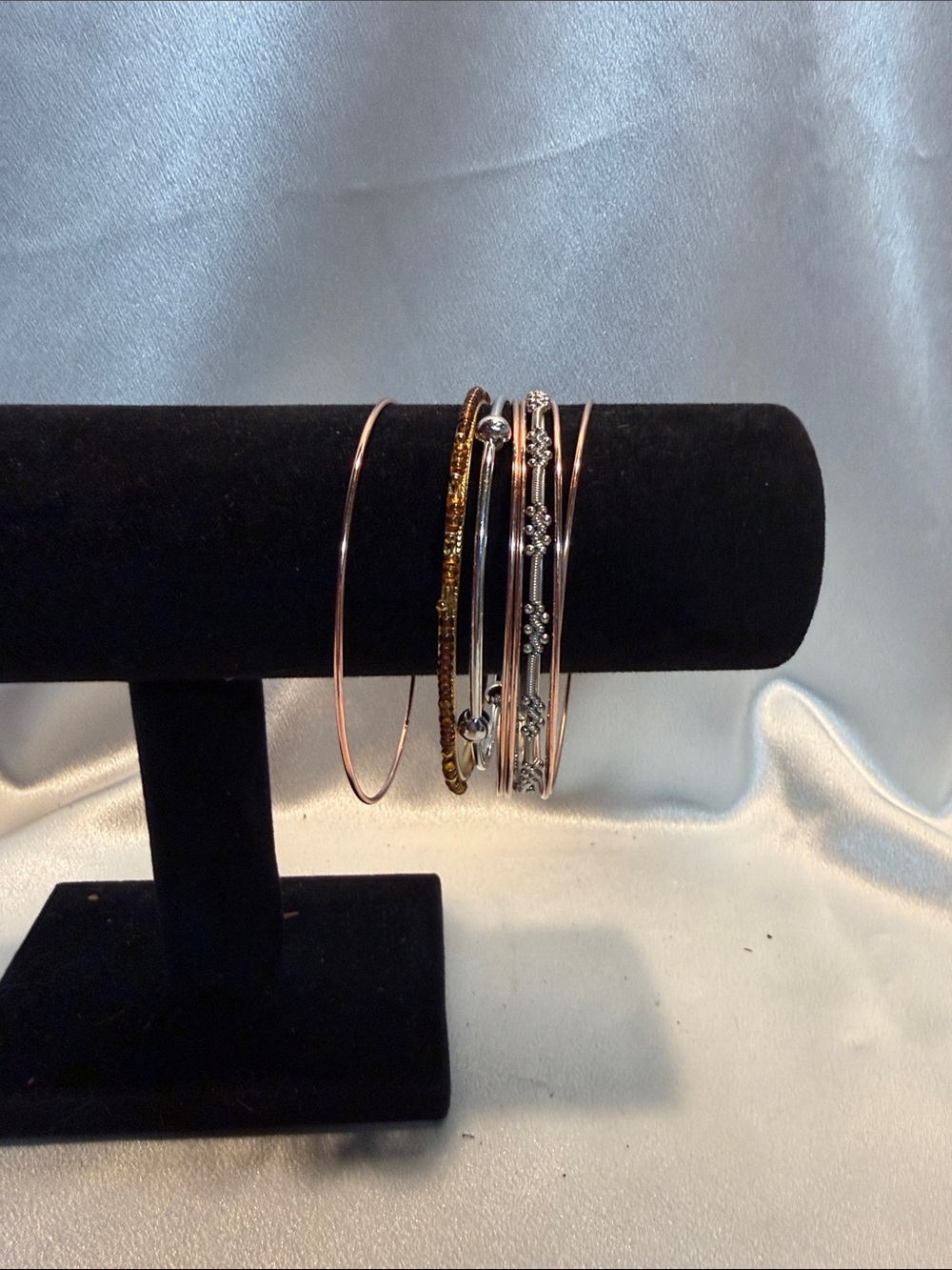 Source Unknown Rose Gold, Gold & Silver Stackable Bracelet Set